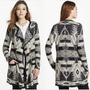 Lucky Brand Open Front Duster Tribal Southwestern Aztec Cardigan Sweater size M